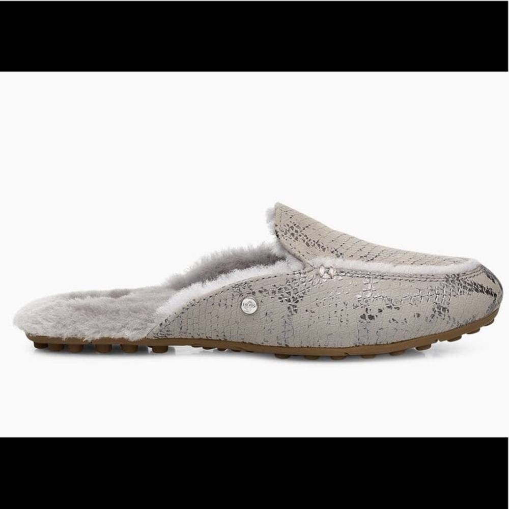 UGG Lane Silver and Grey Snakeskin Slide Loafer